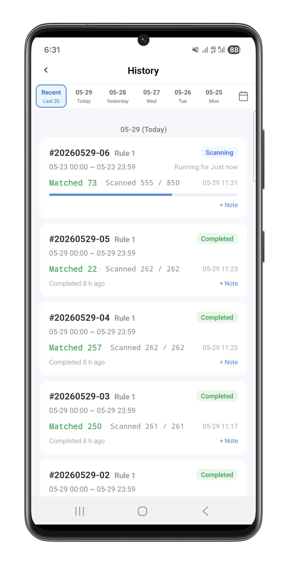Strategy backtesting screen