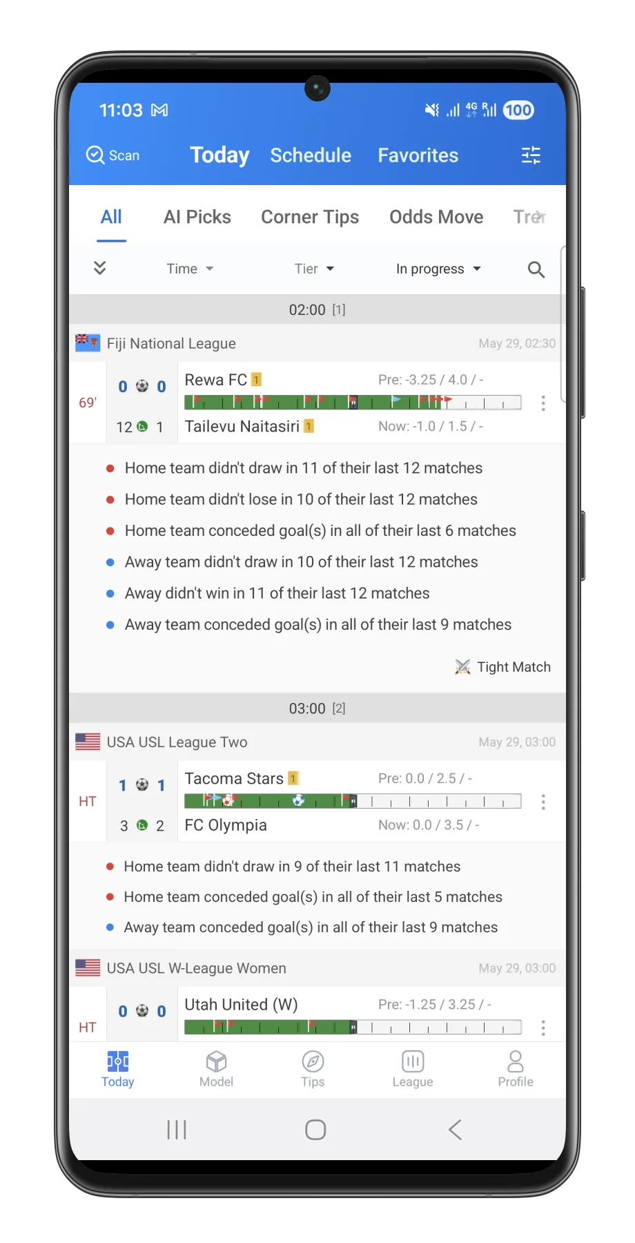 TotalCorner match detail screen