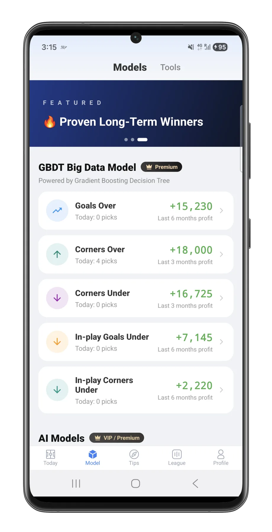 Prediction model screen