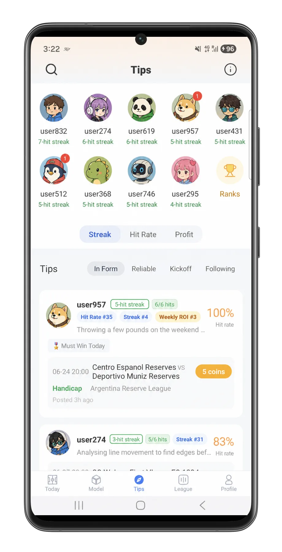 Publish picks screen
